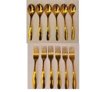  Unique Spoons & Forks-12 Pcs - Gold