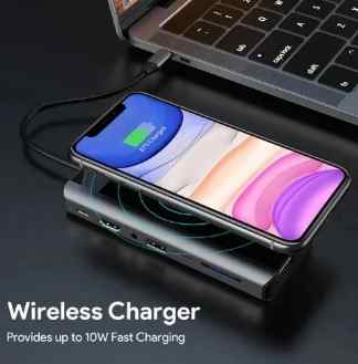Multifunctional Usb C Hub With Wireless Charger -15-in 1 Black